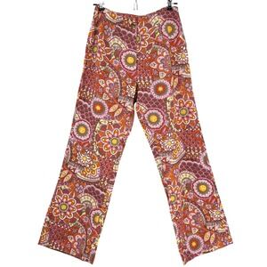 Billabong Smiley Face Floral Print Pants Women's Size 24 Vintage Retro